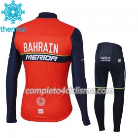 Completo Maglia Ciclismo + Calzamaglia 2017 Bahrain-Merida Bambino N001 Winter Invernale
